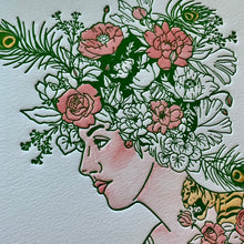 Load image into Gallery viewer, Embellished Tiger Tattoo Letterpress Prints