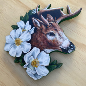 Deer & Roses (wood cutout)