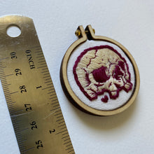 Load image into Gallery viewer, Embroidered Skull Mini (maroon and cream)