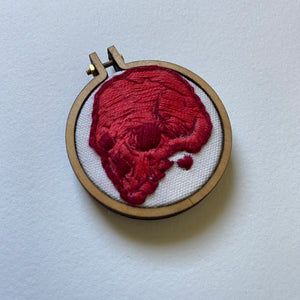 Embroidered Skull Mini (two-tone red)